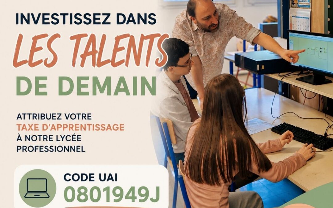 Taxe d’apprentissage 2026 : soutenez la formation de nos élèves